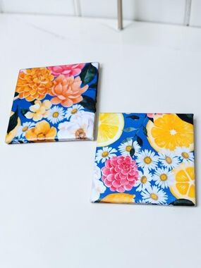 Floral & Citrus Ceramic Coasters